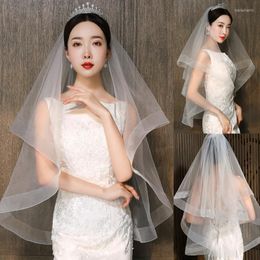 Headpieces Wedding Bridal Veil No Comb Elbow Short Tulle Hair Accessories For Brides 2 Layers Sheer Veils Elegant Po Props