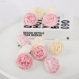 Faux Floral Greenery 5Pcs Pink Artificial Flowers Head Silk Peony Fake Flower For Wedding Home Diy Decor Party Birthday Scrapbooking Wreath Accessory J220906