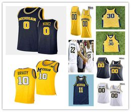 College Wears Custom Michigan Wolverines Jersey Basketball Webber Hunter Dickinson Eli Brooks Caleb Houstan DeVante' Jones Moussa Diabate Ho