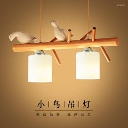 Pendant Lamps Simple And Modern Nordic Restaurant Living Room Sushi Solid Wood Bird Balcony 2 Heads/3 Head Chandelier