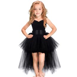 Girl's Dresses Black Girls Tutu Dress Tulle V-neck Train Girl Evening Birthday Party Dresses Kids Girl Ball Gown Dress Halloween Costume 1-14YY 220905