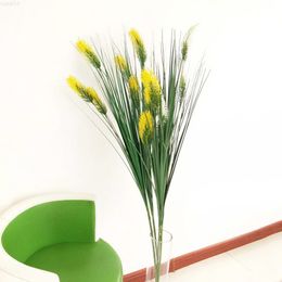 Faux Floral Greenery 13M Artificial Reed Grass Fake Grass Plastic Dog Tail Grass Interior Decoration J220906