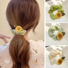 Sunflower Scrunchies Elastic Hairbands Women Girls Big Hair Bands Ponytail Holder Hair Rubber Hair Accessories