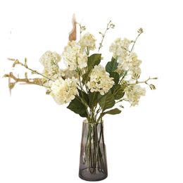 ONE Faux Flowers Long Stem Mountain Hydrangea 3 Heads per Piece Simulation Flower for Wedding Centerpieces