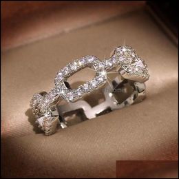Wedding Rings Hop Hip Vintage Fashion Jewellery 925 Sier Cross Ring Pave White Sapphire Cz Diamond Women Wedding Finger Rings Yydhhome Dhmbc