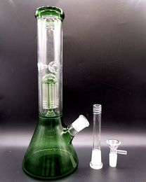 12 inch Super Thick Glass Hookahs Green Water Bong Beaker with Tree Arm Perc with Female 18mm Joint