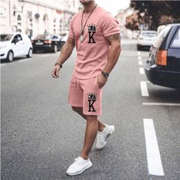 Men's Tracksuits Summer Men Tracksuit Sets Fashion Clothing For Man Oversized Casual Short Sleeves Print T-ShirtShorts Suits Streetwear 220905