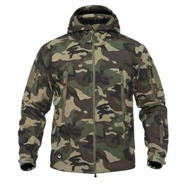 Men's Jackets Shark Skin Soft Shell Military Tactical Jacket Men Waterproof Windbreaker Winter Warm Coat Camouflage Hooded Camo Army Clothing 220905