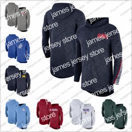 Outdoor Jackets Hoodies Men's NCAA Ole Miss Rebels 2019 Sideline Long Sleeve Hooded Performance Top Heather Grey Navy Blue Red Size S-3XL