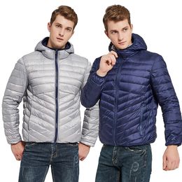 Men's Down Parkas Bang Men's Down Jacket With Hooded Puffer Ultra Light Down Jacket Men Autumn Winter Double Side Feather Reversible Parka 220906