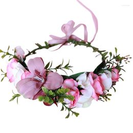 Headpieces 83XC Vacation Adjustable Flower Headband Fairy Wreath Crown Wedding Garland Headpiece