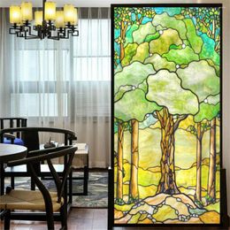 Window Stickers Privacy Windows Film Decorative Tree Of Life Stained Glass No Glue Static Cling Frosted