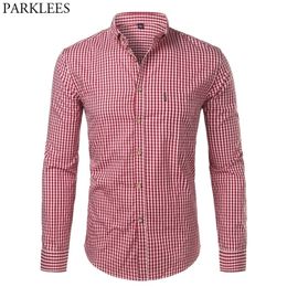 Men's Casual Shirts Mens Plaid Cotton Casual Slim Fit Long Sleeve Button Down Dress Shirts Fashion Men Work Business Brand Shirt Chemise Homme 220905