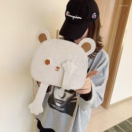 Evening Bags Cartoon Bear Shoulder Bag Women Cute Suede Handbags Ladies Chain Crossbody Pu Leather Pouch Animal Mini 2022