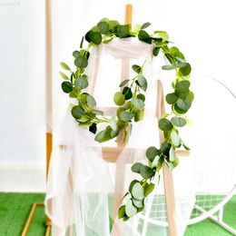 Faux Floral Greenery Artificial Simulation Plant Rattan 18 Meter Leaf Eucalyptus Leaves Wrapped Vine Wedding Decoration J220906