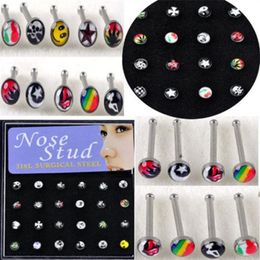 nose ring with piercing UK - 144 Pcs lot 316L Stainless Steel Womens Body Jewelry Nose Studs Nose Ring Body Piercing 566 T2287o