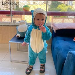 Rompers doğumlu bebek atlayıcılar kıyafetler 0-3y toddler erkek kız karikatür onesie fermuar pazen sıcak bebek kawaii bebek giyim çocuk kigurumis 220905