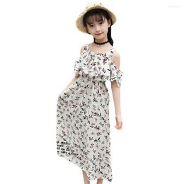 Girl Dresses Summer Dress Beach Off Shoulder Child Long Floral Kids Teenage Girls Children's Clothing 4 6 8 10 12 13 Years