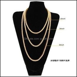 Tennis Graduated Gold Chain 1 Row Simated Diamond Hip-Hop Necklace 4Mm Hip Hop Mens Tone Iced Out Punk Tf Az4Ph 445 Q2 Drop Yydhhome Dh6Qu