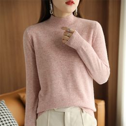 Women s Sweaters 21 Autumn Winter Half Turtleneck Sweater Large Size Loose Basic Pure Color Wild Knitted Bottoming Shirt Soft Stretch 220906