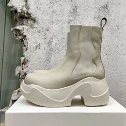 Stivali da pioggia con suola spessa Donna Punta tonda Altezza crescente Stivaletti da donna Scarpe con plateau impermeabili in gomma da donna