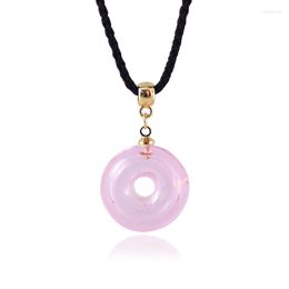 Pendant Necklaces 1PC 20MM Dount Shape Bottle Necklace With Diffuser Hole Murano Glass Essential Oil Jewellery