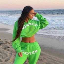 Men's Hoodies Sweatshirts Green Foam Printing Sp5der Young Thug 555555 Angel Hoodie Men Spider Web Pattern Women Pullover Sweatshirts T220901