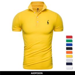 Men's Polos Drop Polo Shirt Men Solid Casual Cotton Polo Giraffe Men Slim Fit Embroidery Short Sleeve Men's Polo 10 Colours 220906