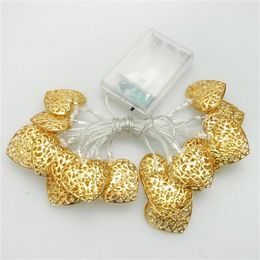Strings Est 20 LED Golden Heart-Shape Twinkling Fairy String Light Christmas Party Garden