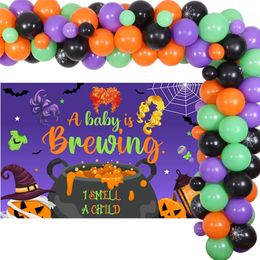 Party Decoration Sursurprise A Baby Is Brewing Halloween Baby Shower Party Balloons Decoration I Smell A Child Backdrop for Pregnancy Celebration 220905