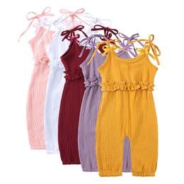 Rompers Summer Infant Baby Girls Romper born Baptism Rompers Playsuits Jumpsuits for Kids Cotton Linen Ruffles Kids Romper Clothes 220905