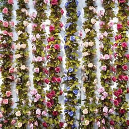 Faux Floral Greenery 22M Rose Artificial Flower Wreath White For Wedding Home Room Decoration Spring Autumn Garden Arch Decor Diy Fake Flowers Vine J220906