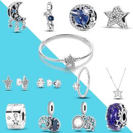 925 Silver Charm Beads Dangle Stud Earring Finger Rings Clip Bead Fit Pandora Charms Bracelet DIY Jewellery Accessories