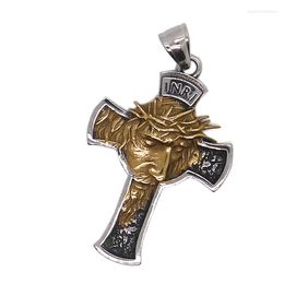 Pendant Necklaces Unisex 316L Stainless Steel Gold-Silver Color Cross Jesus Classic Chain