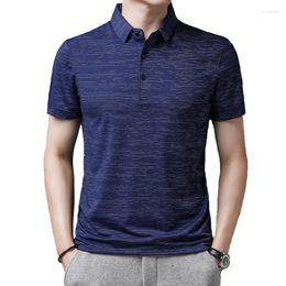 Men's Polos Summer Short-sleeved Shirt Men's Business Leisure Lapel Middle-aged Thin Top Quick Dry Tee