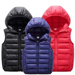 허리 코트 가을 겨울 패션 후드드 아이 어린이 양복 조끼 두꺼운 조끼 소년 옷을위한 여자 아기 여자 따뜻한 코트 라이트 다운 재킷 220905