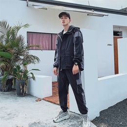 Mens Tracksuits Mens Outfits Set JacketPants Two Piece Set Autumn Mens Tracksuit Hiphop Streetwear Autumn Trendy Couple Sports Suits 220906