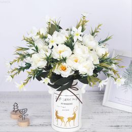 Faux Floral Greenery Artificial peony flowers silk bouquet for wedding decoration cheap small fake flowers home decor DIY high quality chinese made J220906