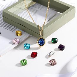 Pendant Necklaces Multiple Ways To Wear Square Zircon Necklace For Women Charm Colorful Heart Fashion Jewellery