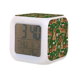 Desk Table Clocks Kids Alarm Clock Cocker Spaniel Christmas Candy Canes Snowflakes Digital With Thermometer Function 7C Packing2010 Amx1H