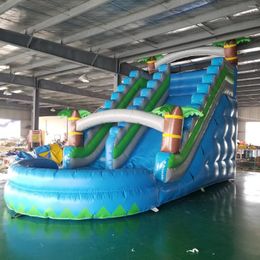Outdoor Games Latest Design Inflatable Water Slide With Pool For Kids PVC Material Jungle Palm Tree