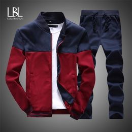 Mens Tracksuits Men Sets Fashion Sporting Full Suit Brand Patchwork Zipper Sweatshirt Sweatpants Clothing 2 Pieces Slim Tracksuit 220905