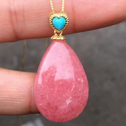 Pendant Necklaces Wholesale Red Rhodochrosite Natural Stone Pendants Water Drop Necklace Beauty For Women Jewellery