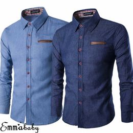 Herren-T-Shirts, lässig, schmale Passform, stilvolle Waschung, Denim, lange Ärmel, Jeans-T-Shirts, Smart Casual, Mode, Herrenkleidung, M-XXXL, 220905