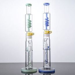 17 Inch Straight Type Hookahs 4mm Thick Big Glass Bongs 18mm Female Joint Oil Dab Rigs Unique Minky Blue Green Water Pipes With Bowl WP2283