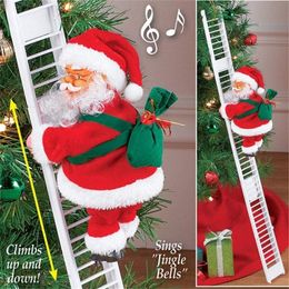 Christmas Toy Supplies Christmas Electric Santa Claus Climbing Ladder Plush Doll Creative Music Xmas Decor Kid Toy Gift Christmas Birthday Gifts 220905