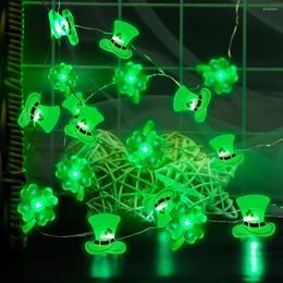 Strings St. Patrick Irish Carnival Decorative String Lights Green Clover Hat Elements Battery Powered For Home Party Table Decoration