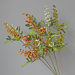Faux Floral Greenery Simulation Fortune Fruit Berry Holly Fruit Christmas Red Fruit Home Living Room Decoration J220906