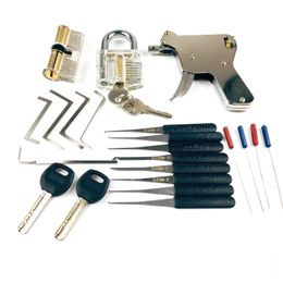 Door Locks Transparent Lock Pick Traning Kit Multifunctional Locksmith Tool Set for Families and Hobbyists 220906