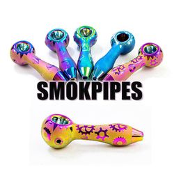 Cool Colorful Heady Rainbow Pipes Pyrex Thick Glass Smoking Tube Handpipe Portable High Quality Decorate Handmade Dry Herb Tobacco Oil Rigs Bong DHL Free